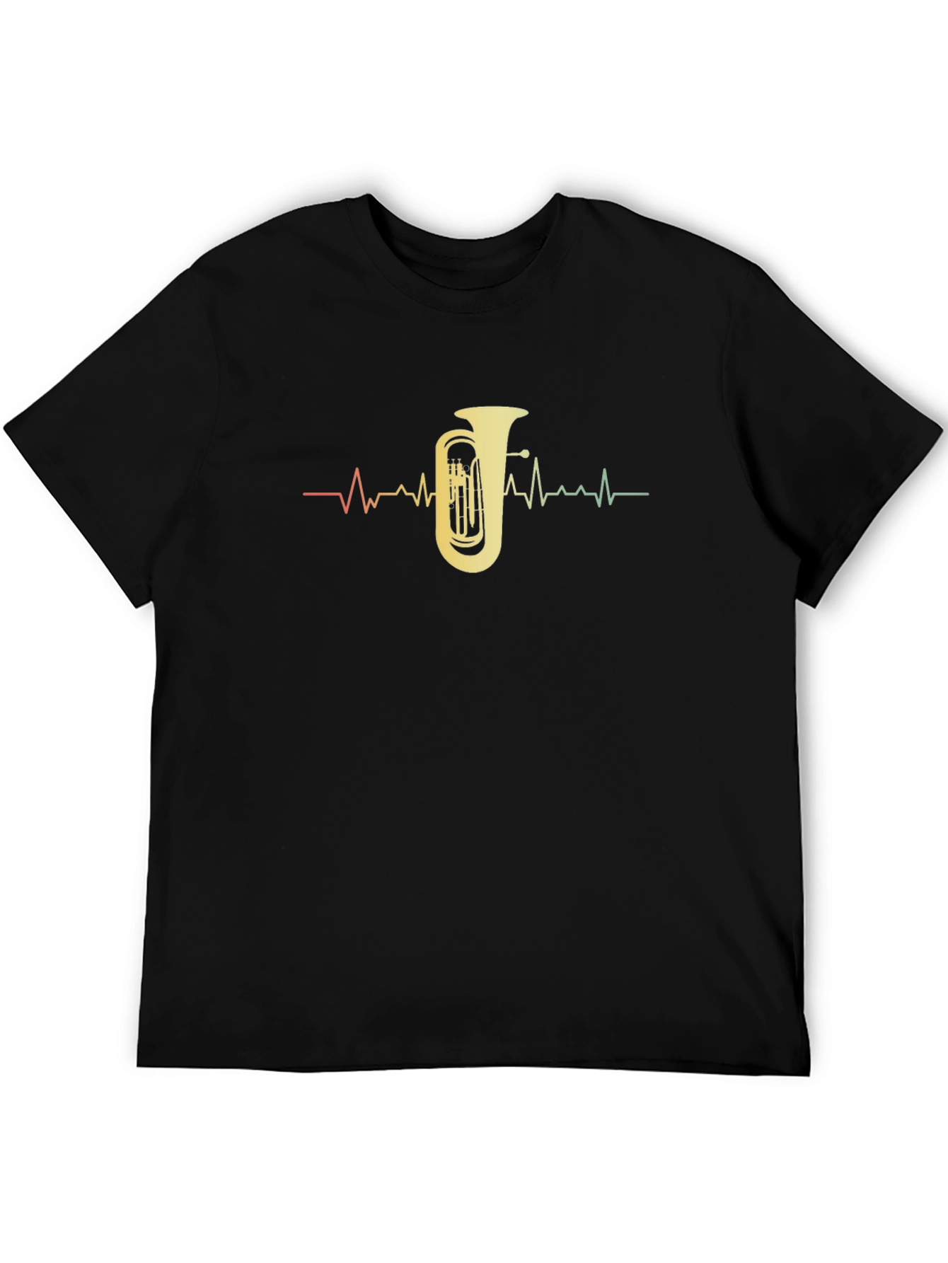 Tuba Heartbeat Graphic Tee - Musicians Black T-Shirt