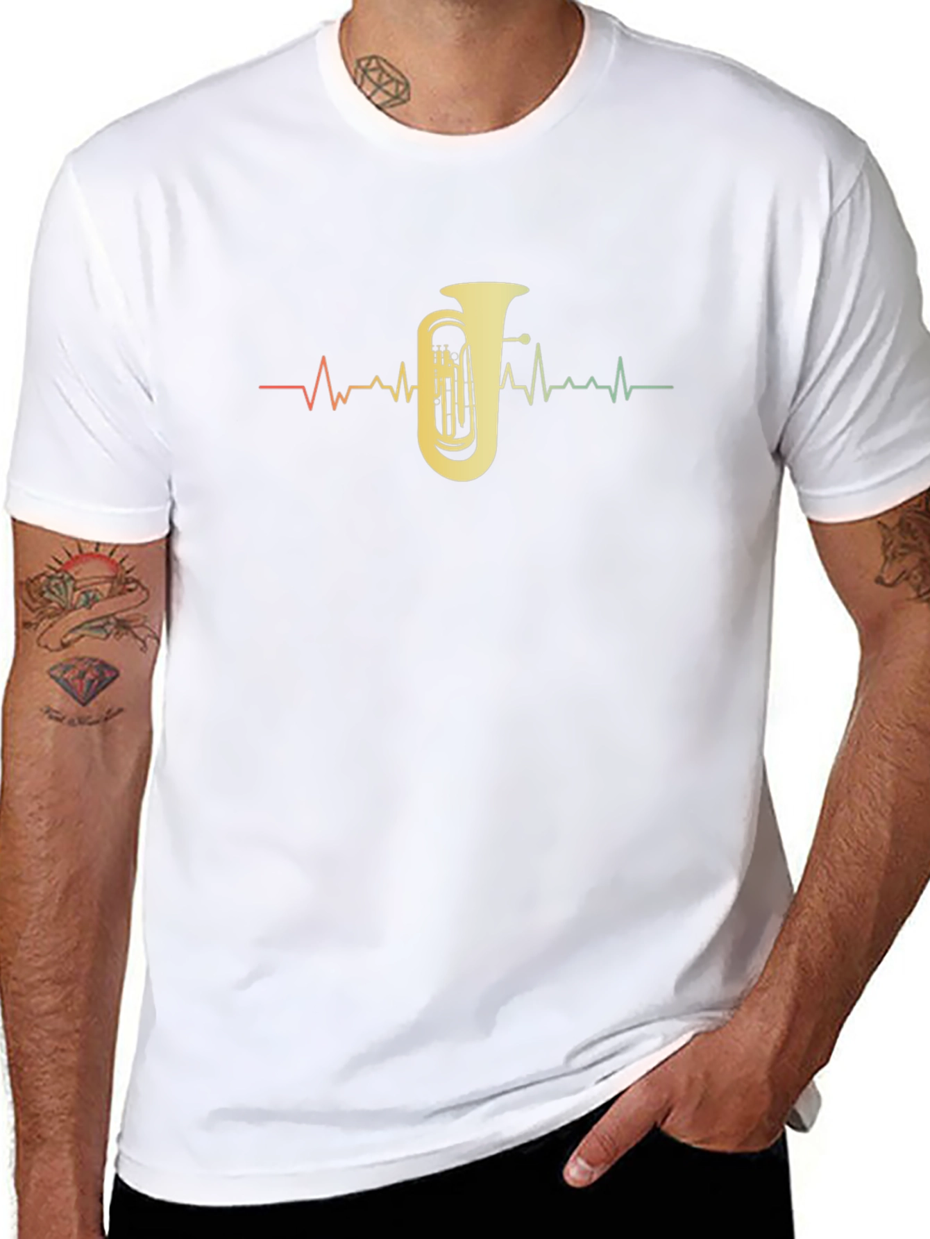 Tuba Heartbeat Graphic Tee - Musicians Black T-Shirt
