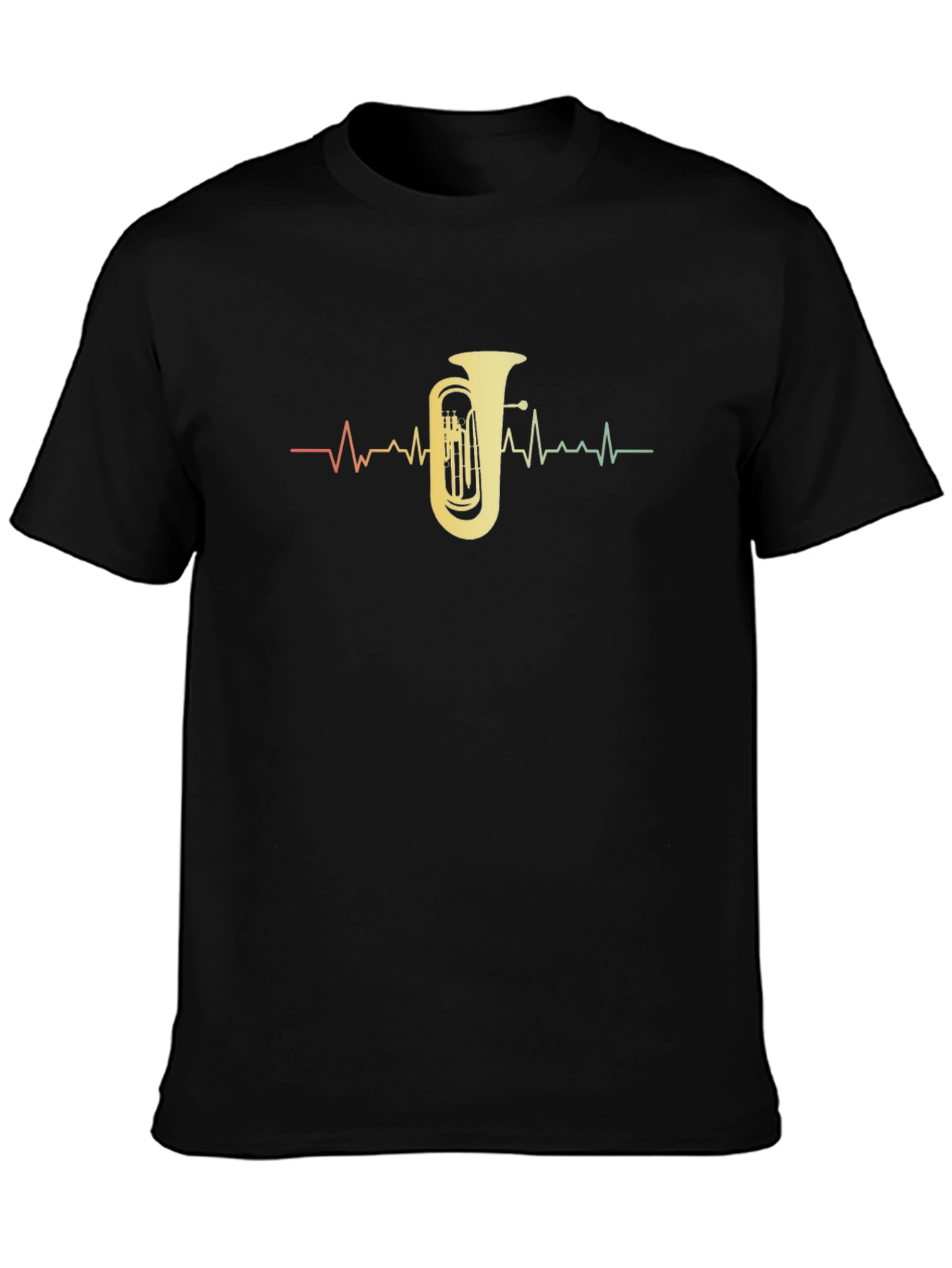 Tuba Heartbeat Graphic Tee - Musicians Black T-Shirt