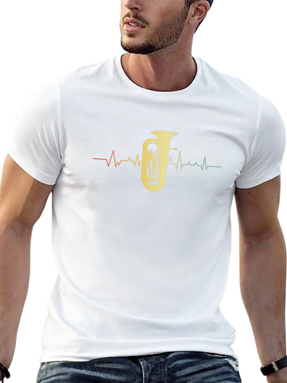 Tuba Heartbeat Graphic Tee - Musicians Black T-Shirt