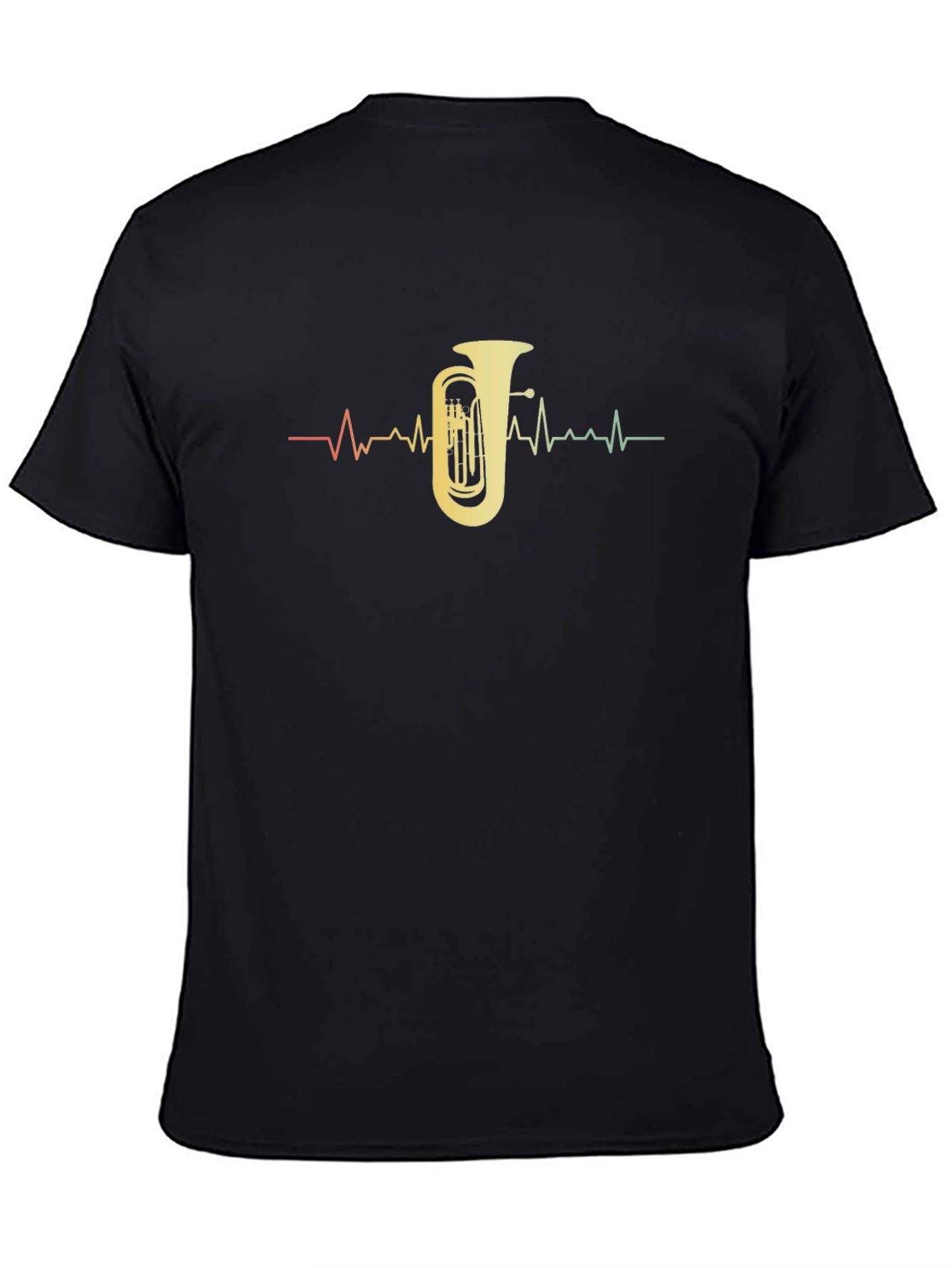 Tuba Heartbeat Graphic Tee - Musicians Black T-Shirt