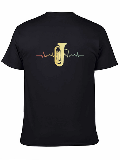 Tuba Heartbeat Graphic Tee - Musicians Black T-Shirt