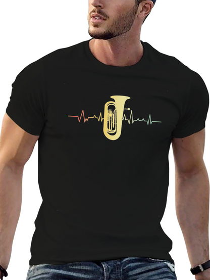 Tuba Heartbeat Graphic Tee - Musicians Black T-Shirt