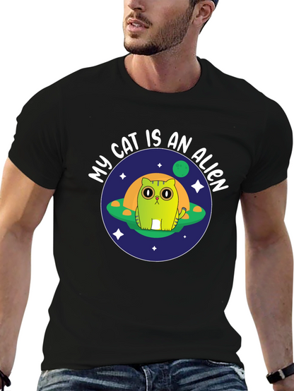 My Cat Is An Alien Black T-Shirt