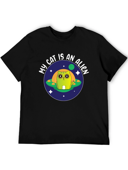My Cat Is An Alien Black T-Shirt