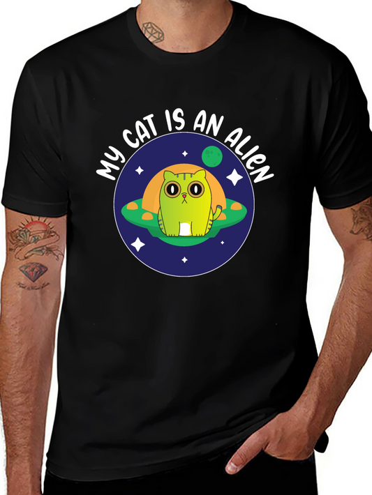 My Cat Is An Alien Black T-Shirt