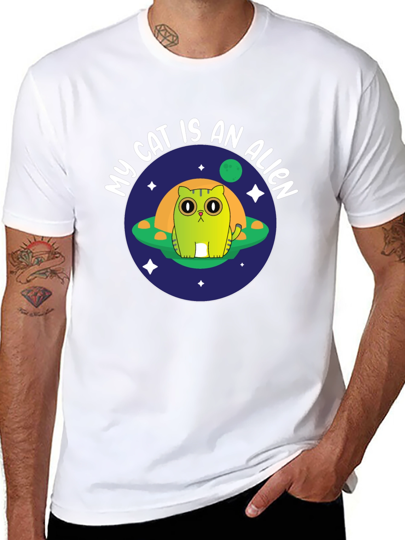 My Cat Is An Alien Black T-Shirt