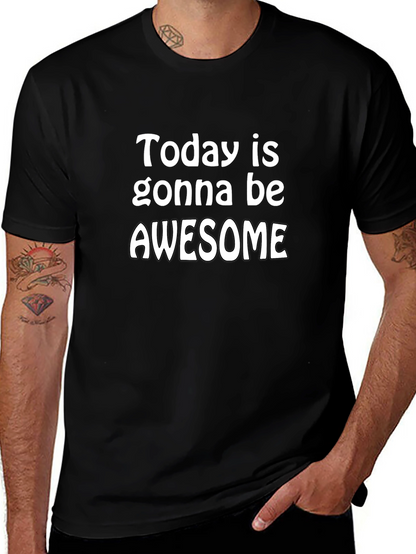 Awesome Day Graphic Tee - Black Cotton T-Shirt