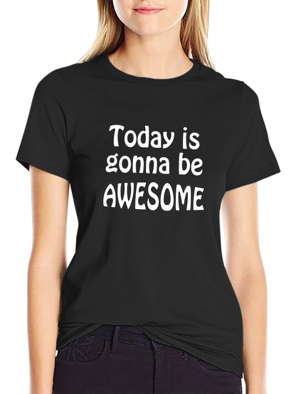 Awesome Day Graphic Tee - Black Cotton T-Shirt