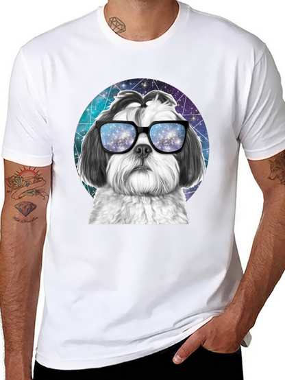Cool Dog Graphic Tee - Galaxy Glasses