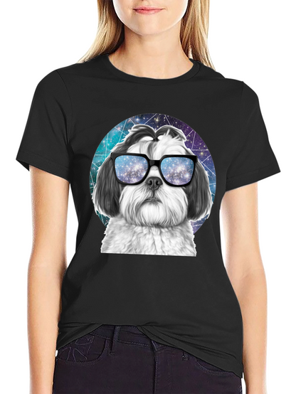 Cool Dog Graphic Tee - Galaxy Glasses