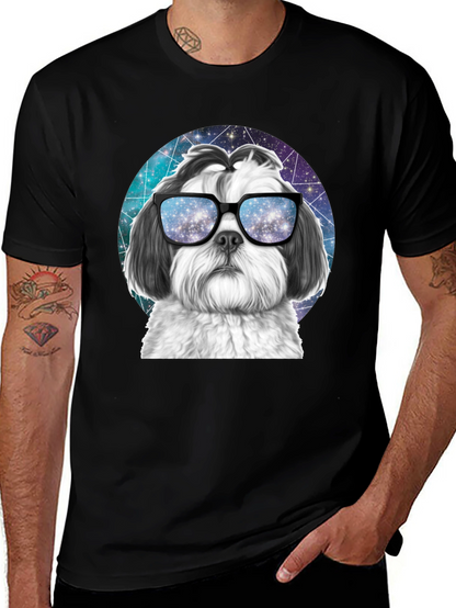 Cool Dog Graphic Tee - Galaxy Glasses