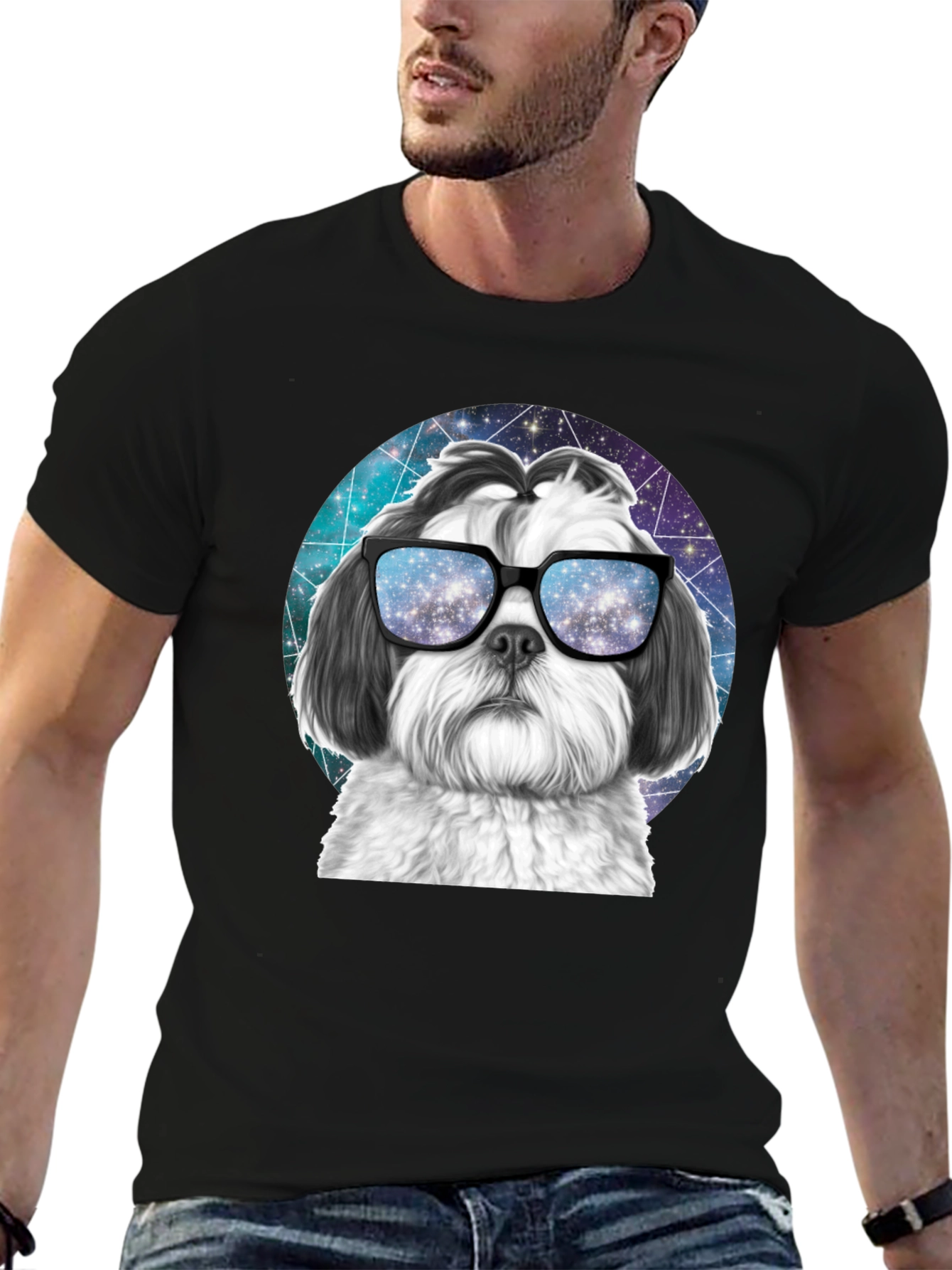 Cool Dog Graphic Tee - Galaxy Glasses