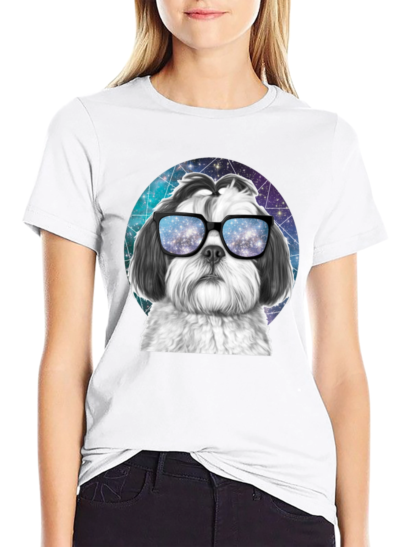 Cool Dog Graphic Tee - Galaxy Glasses
