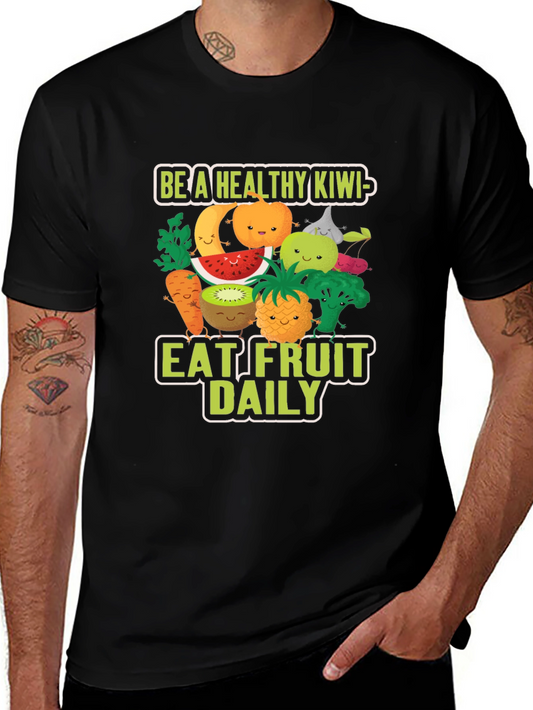 Healthy Kiwi Fruit Graphic Tee - Eat Fruit Daily T-Shirt