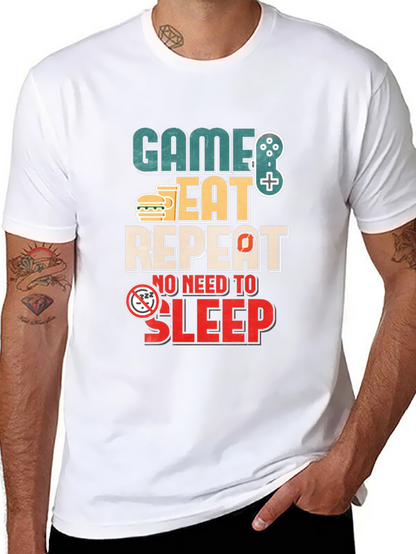 Game Eat Repeat T-Shirt - Gamer No Sleep Tee