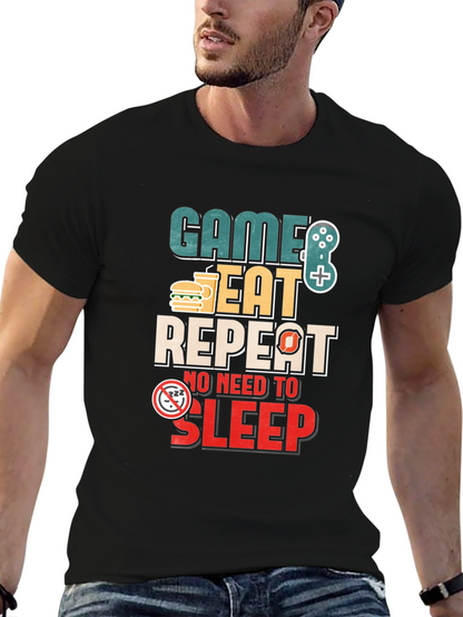 Game Eat Repeat T-Shirt - Gamer No Sleep Tee