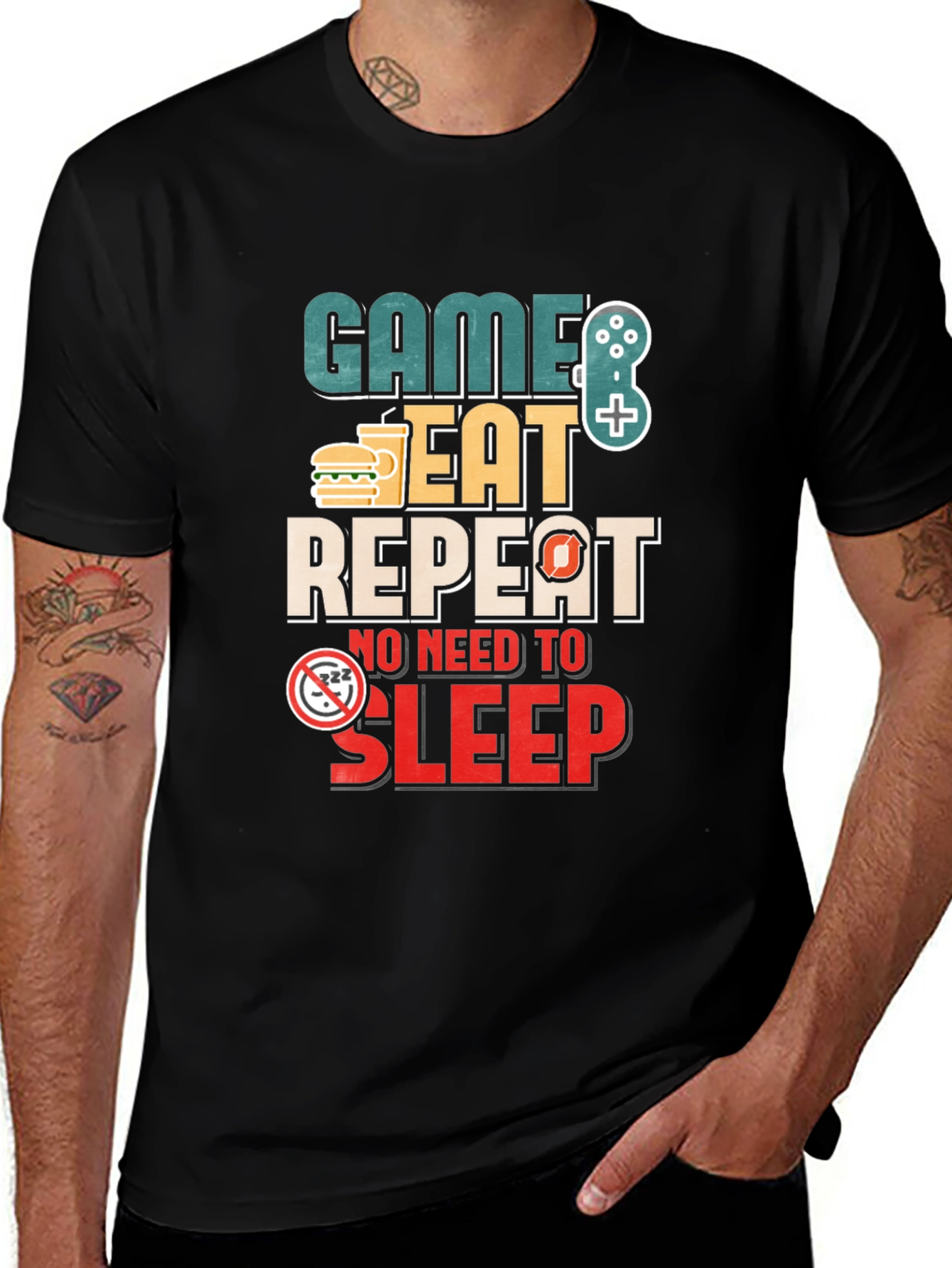 Game Eat Repeat T-Shirt - Gamer No Sleep Tee