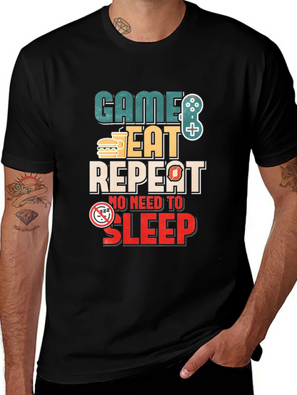 Game Eat Repeat T-Shirt - Gamer No Sleep Tee