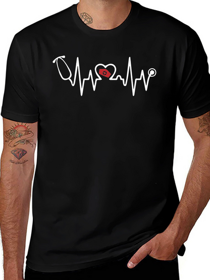 Nurse Heartbeat Stethoscope Graphic T-Shirt