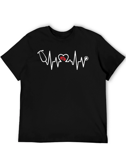 Nurse Heartbeat Stethoscope Graphic T-Shirt