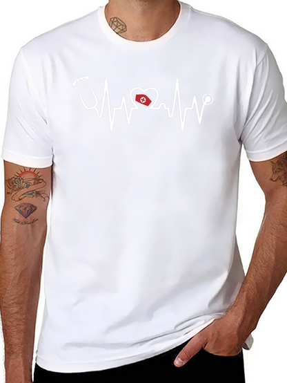 Nurse Heartbeat Stethoscope Graphic T-Shirt