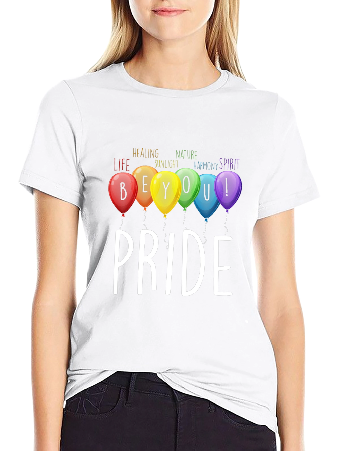 Pride T-Shirt: Be You! Rainbow Balloons Graphic Tee