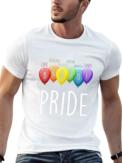 Pride T-Shirt: Be You! Rainbow Balloons Graphic Tee