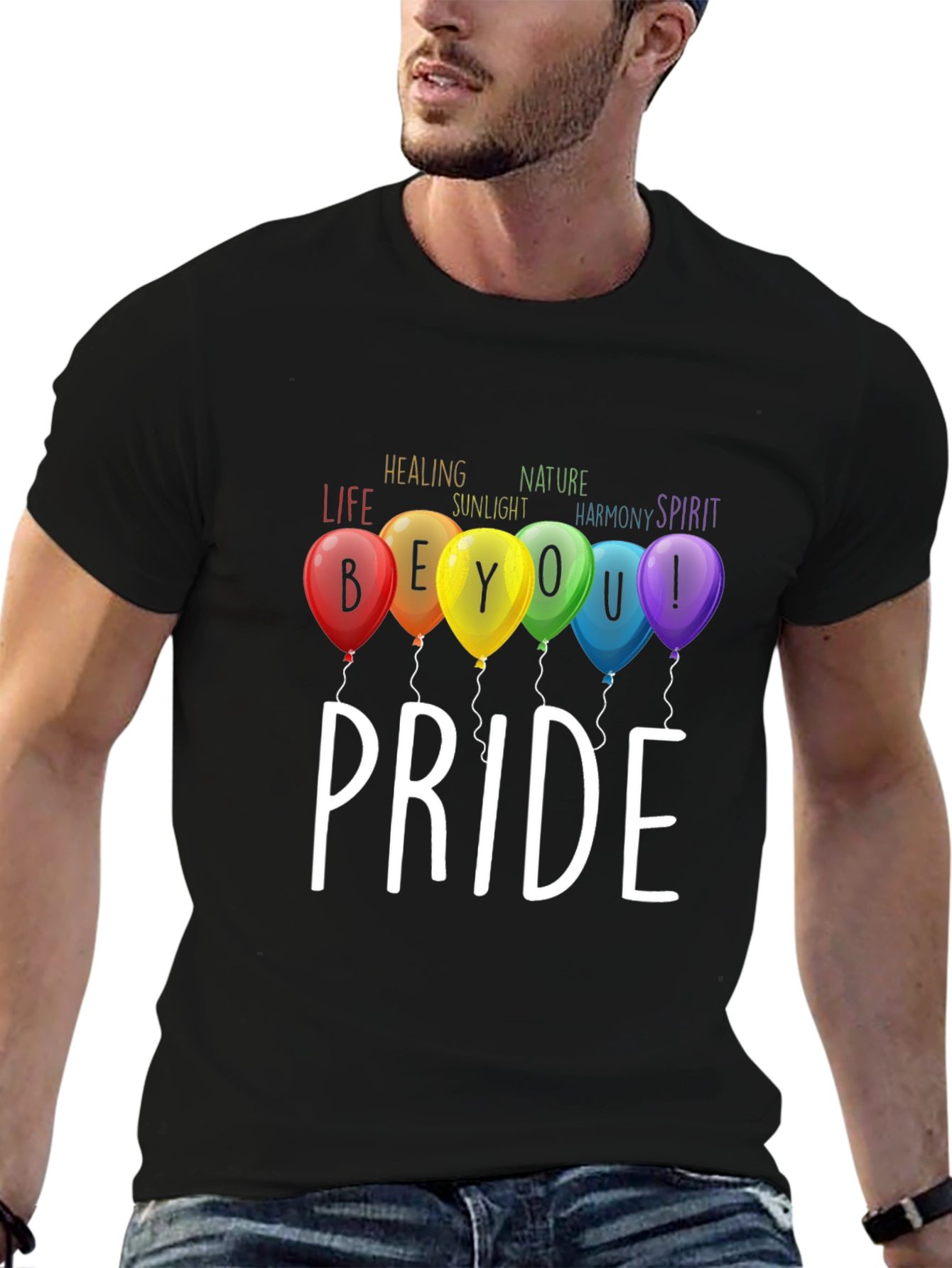 Pride T-Shirt: Be You! Rainbow Balloons Graphic Tee