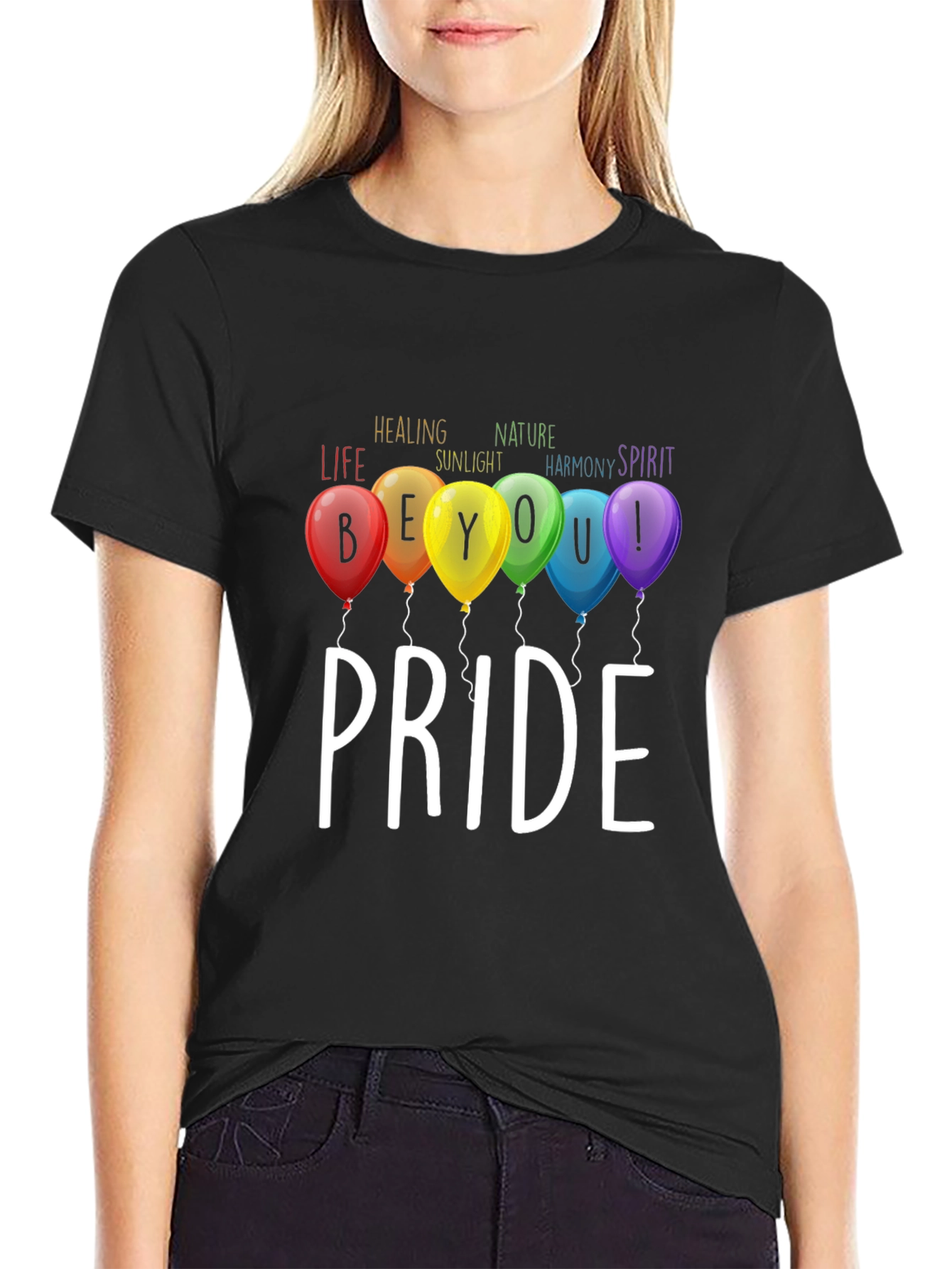 Pride T-Shirt: Be You! Rainbow Balloons Graphic Tee