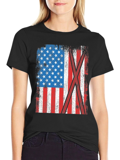 Distressed American Flag Drummer T-Shirt