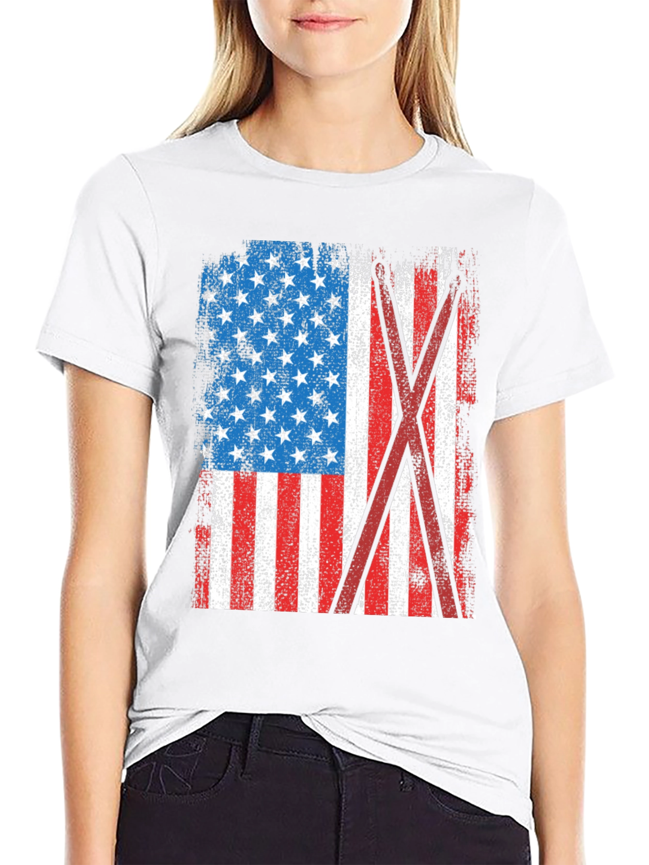 Distressed American Flag Drummer T-Shirt