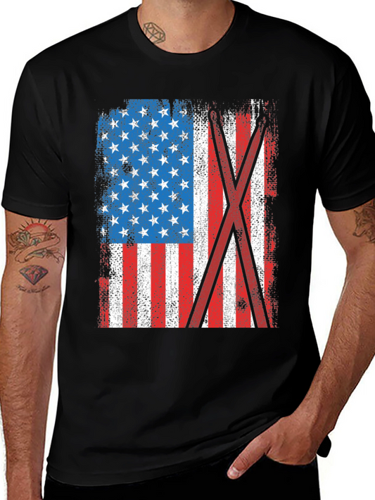 Distressed American Flag Drummer T-Shirt