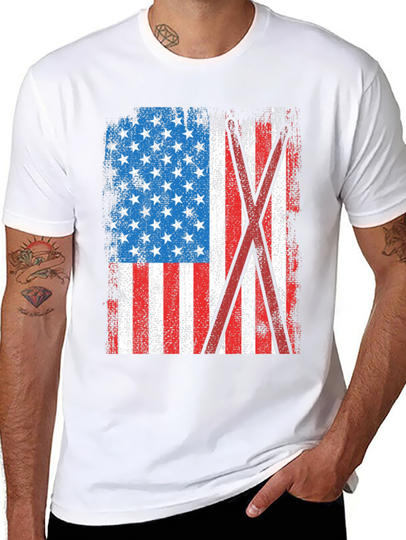 Distressed American Flag Drummer T-Shirt