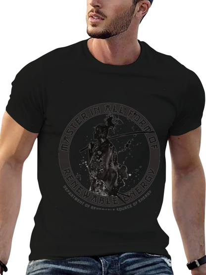 Renewable Energy Graphic Print Black T-Shirt