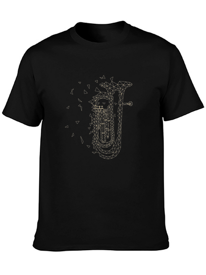Geometric Tuba Graphic Tee - Cool Music Lover Shirt