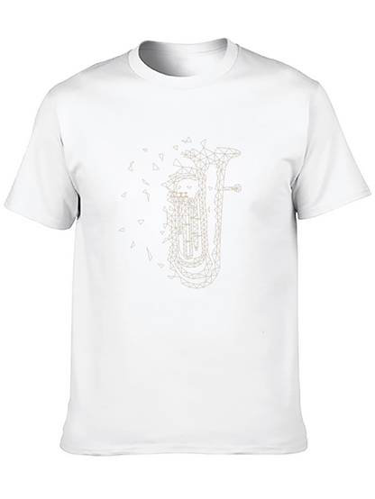 Geometric Tuba Graphic Tee - Cool Music Lover Shirt