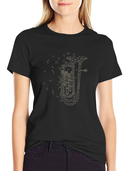 Geometric Tuba Graphic Tee - Cool Music Lover Shirt