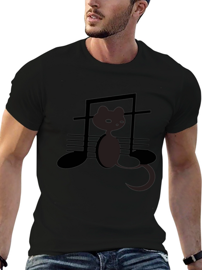 Musical Cat Graphic Tee - Black