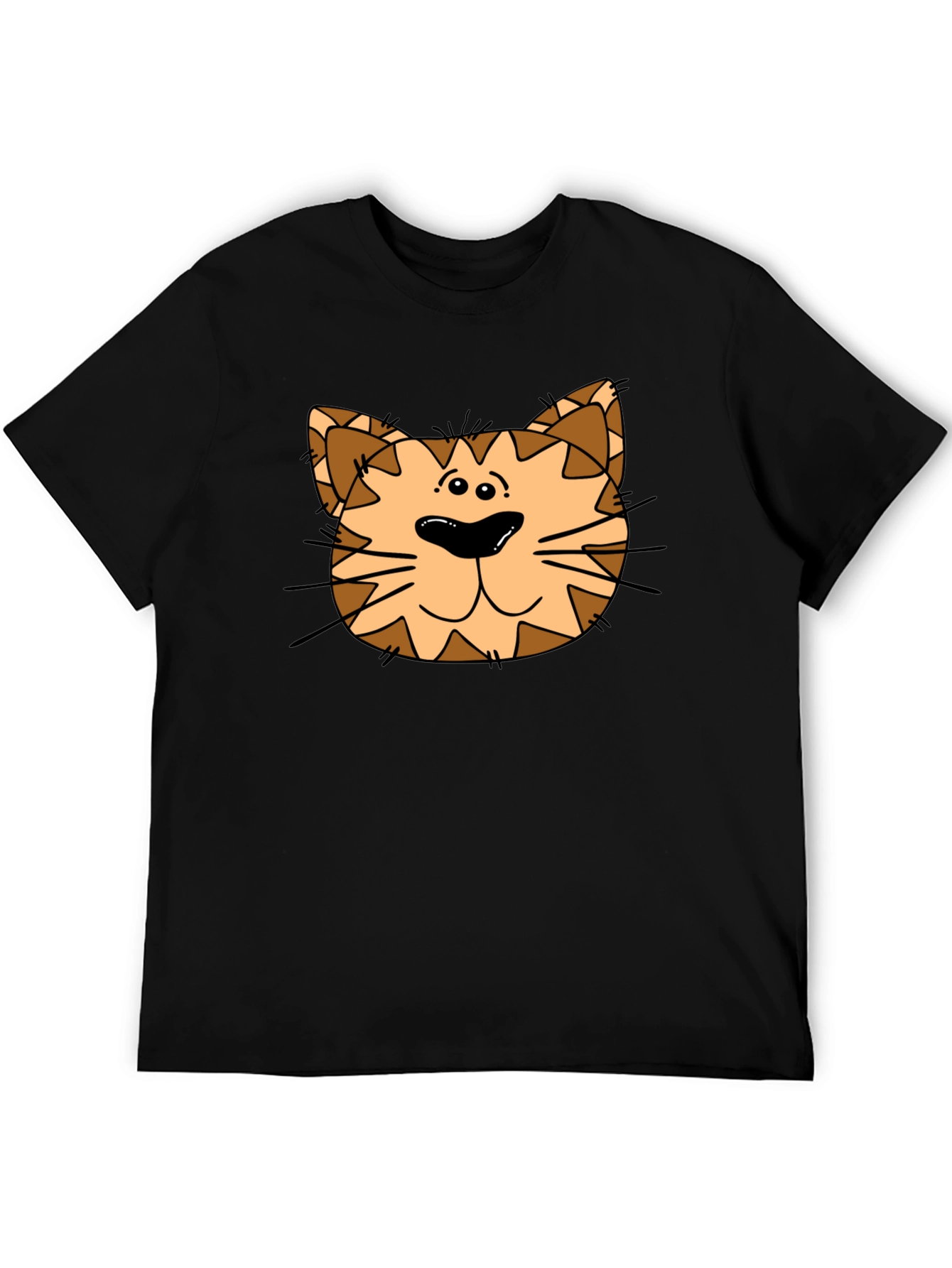 Cartoon Cat Graphic Black T-Shirt