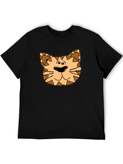 Cartoon Cat Graphic Black T-Shirt