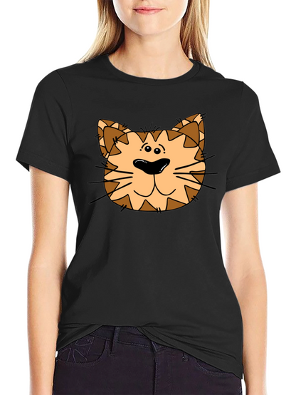 Cartoon Cat Graphic Black T-Shirt