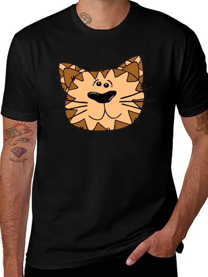 Cartoon Cat Graphic Black T-Shirt