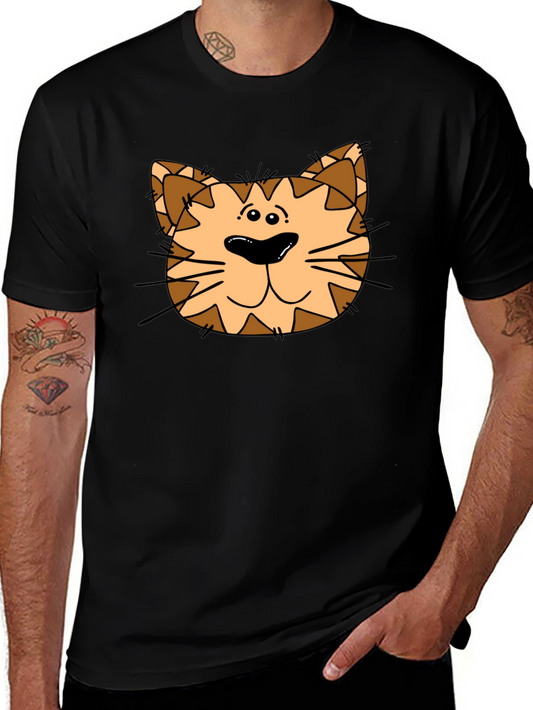 Cartoon Cat Graphic Black T-Shirt