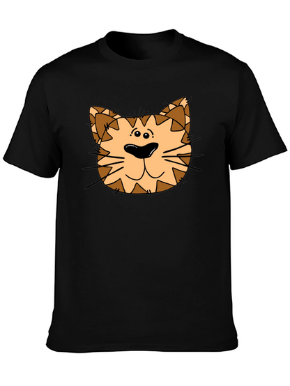Cartoon Cat Graphic Black T-Shirt