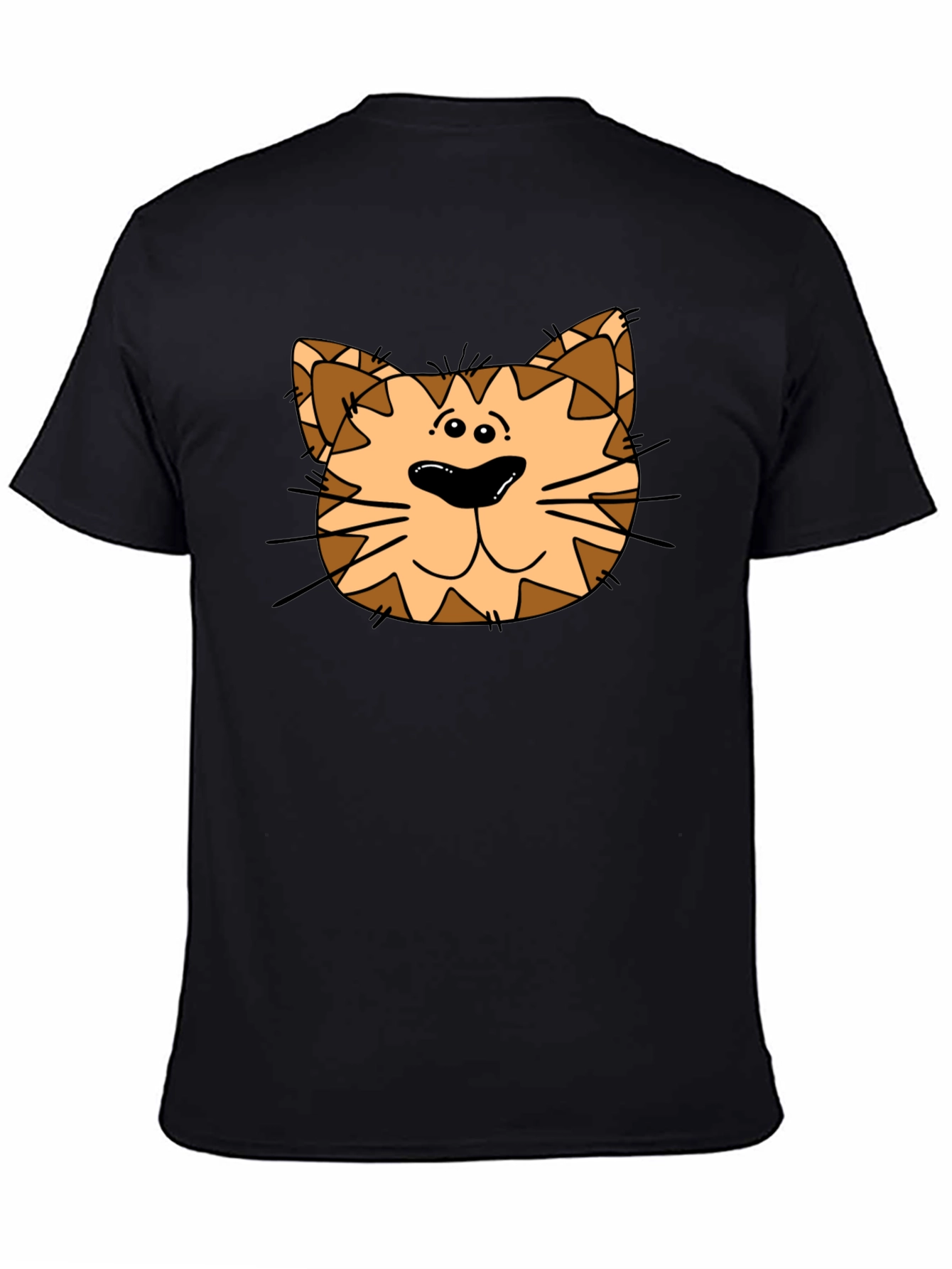 Cartoon Cat Graphic Black T-Shirt