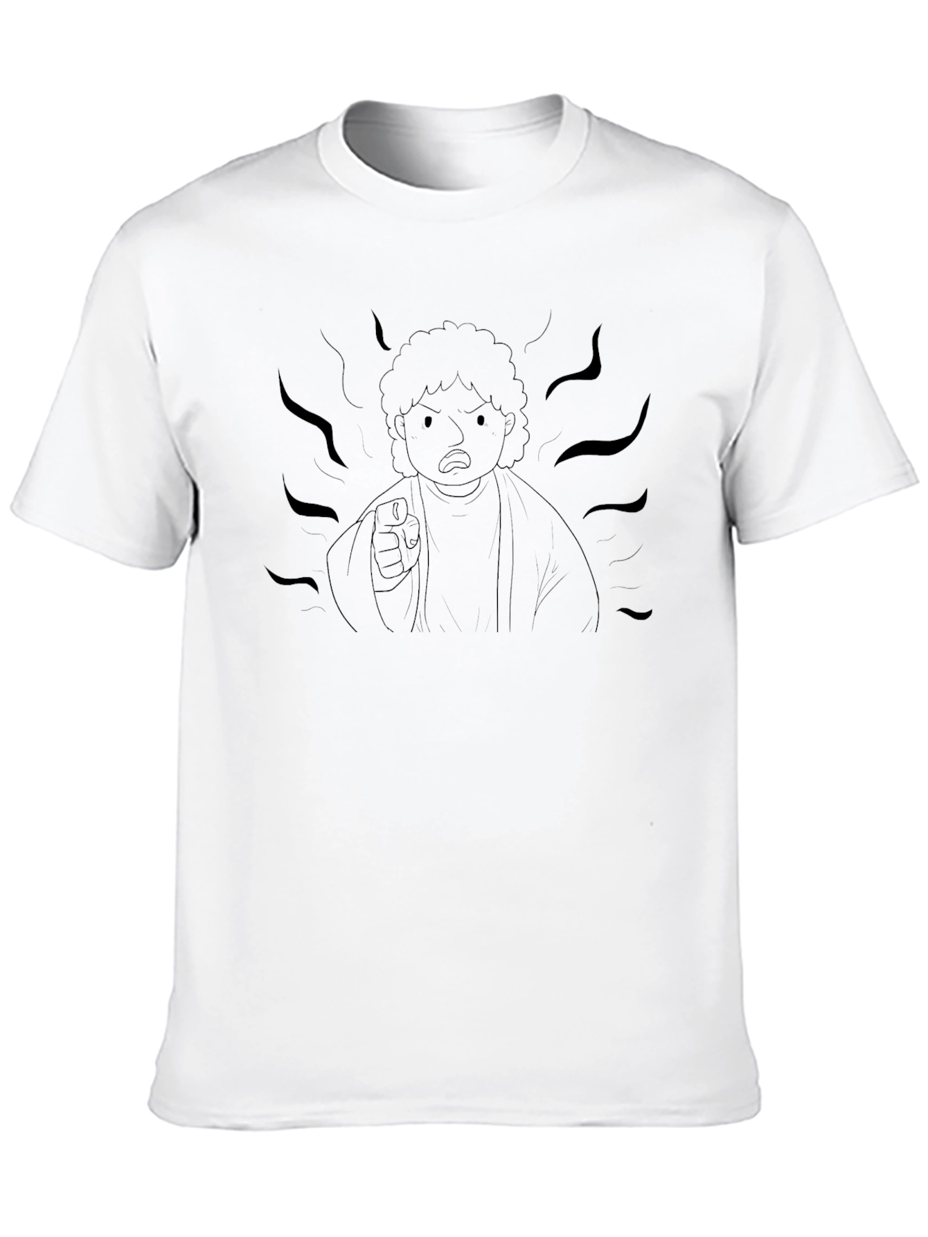 Black Graphic Tee - Angry Cartoon Character