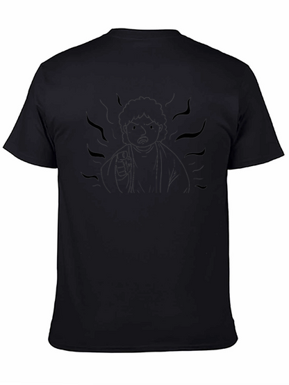 Black Graphic Tee - Angry Cartoon Character