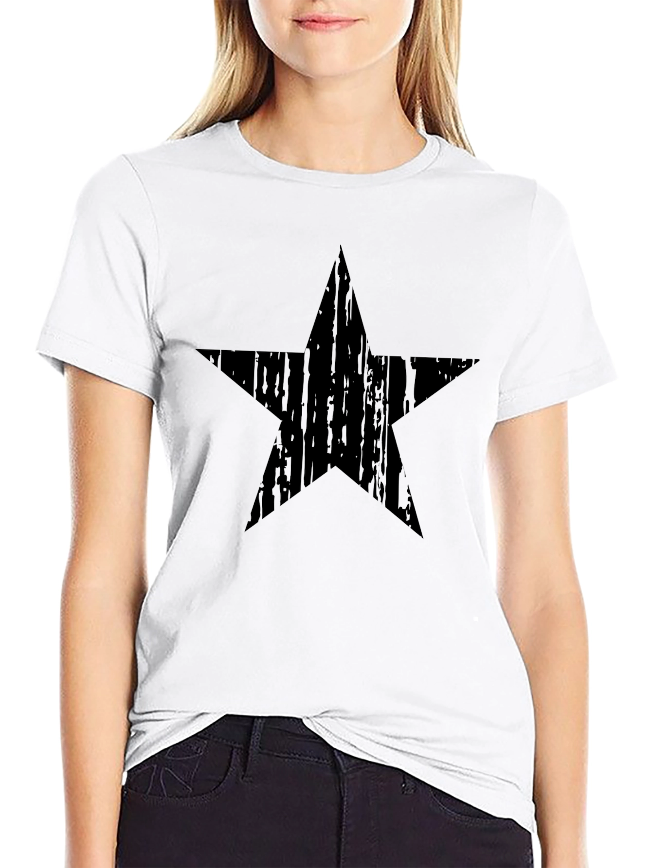 Mens Black Star Graphic Tee