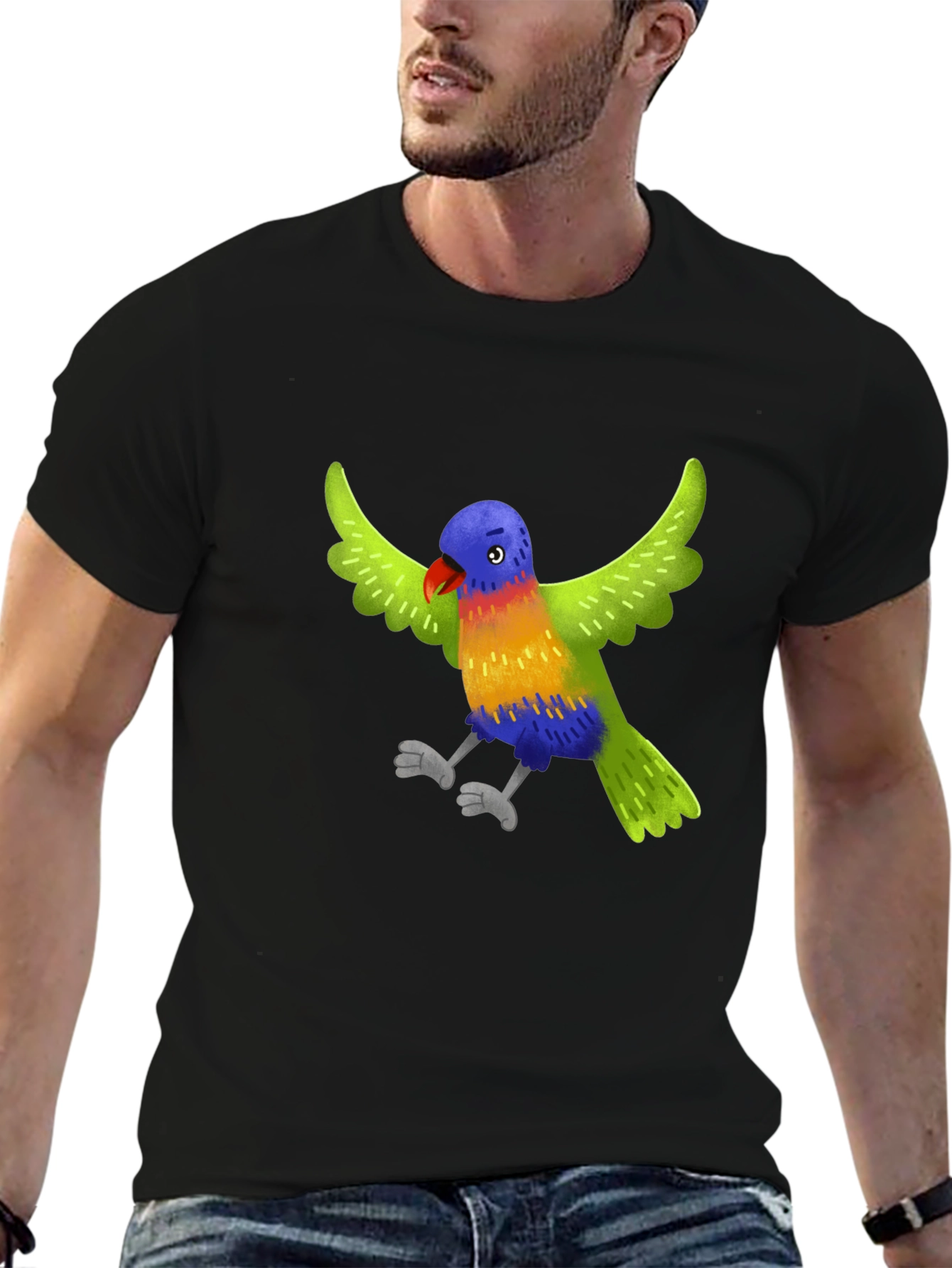 Colorful Parrot Graphic T-Shirt